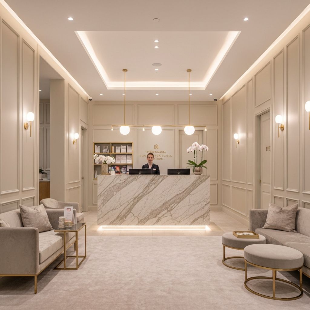 Nowoczesna recepcja kliniki Victoria's Point w Warszawie